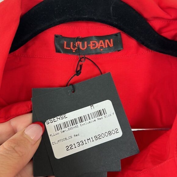 Luu Dan SSENSE Exclusive Red Cotton Poplin Long Sleeve Button Down Shirt NWT - Picture 6 of 6